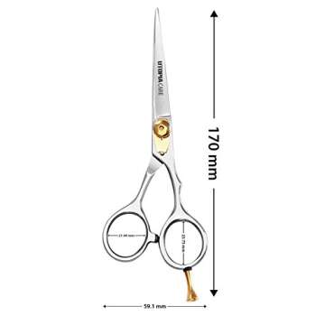 Professional Barber/Salon Razor Edge Hair Cutting Scissors/Shears (6 ½ Inch, Forged) with Fine Adjustable Tension Screw - Detachable Finger Rest - Japanese Stainless Steel - by Utopia Care