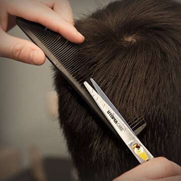 Professional Barber/Salon Razor Edge Hair Cutting Scissors/Shears (6 ½ Inch, Forged) with Fine Adjustable Tension Screw - Detachable Finger Rest - Japanese Stainless Steel - by Utopia Care