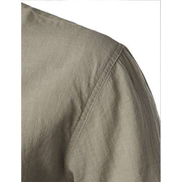 LucMatton Men's Casual Cotton Linen Henley Shirt for Summer