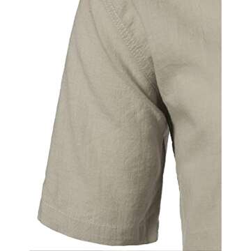 LucMatton Men's Casual Cotton Linen Henley Shirt for Summer
