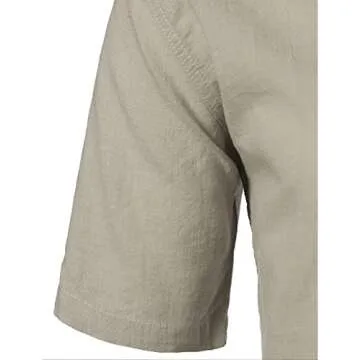 LucMatton Men's Casual Cotton Linen Henley Shirt for Summer