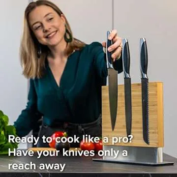 Stylish Bamboo Magnetic Knife Block for Kitchen Storage