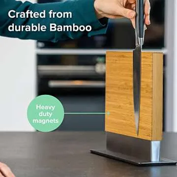 Stylish Bamboo Magnetic Knife Block for Kitchen Storage