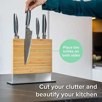 Stylish Bamboo Magnetic Knife Block for Kitchen Storage