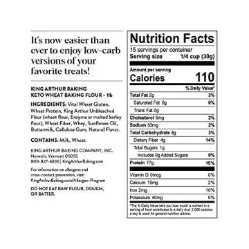 King Arthur Keto Wheat Flour Blend: Low-Carb Baking Solution for Bread & More - Non-GMO, 1:1 All-Purpose Flour Substitute - 16 oz Resealable Bag - Perfect for Keto Diet & Reduced Carb Intake