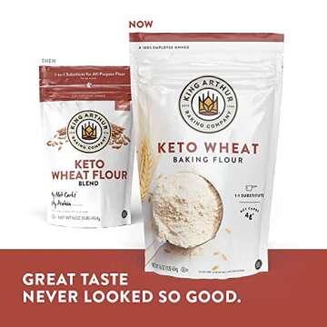 King Arthur Keto Wheat Flour Blend: Low-Carb Baking Solution for Bread & More - Non-GMO, 1:1 All-Purpose Flour Substitute - 16 oz Resealable Bag - Perfect for Keto Diet & Reduced Carb Intake