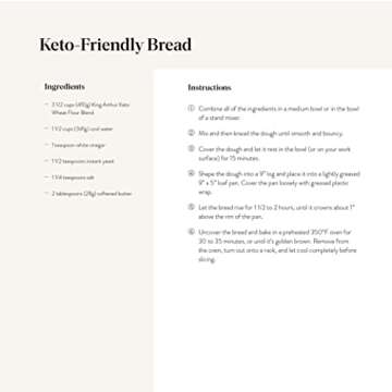 King Arthur Keto Wheat Flour Blend: Low-Carb Baking Solution for Bread & More - Non-GMO, 1:1 All-Purpose Flour Substitute - 16 oz Resealable Bag - Perfect for Keto Diet & Reduced Carb Intake