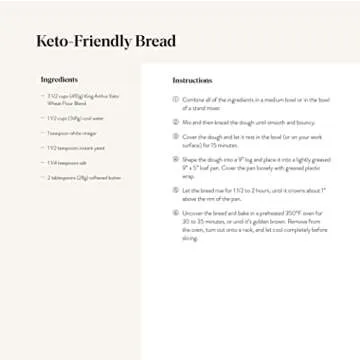 King Arthur Keto Wheat Flour Blend: Low-Carb Baking Solution for Bread & More - Non-GMO, 1:1 All-Purpose Flour Substitute - 16 oz Resealable Bag - Perfect for Keto Diet & Reduced Carb Intake