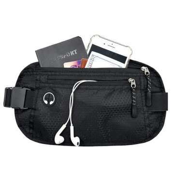 HOPSOOKEN Travel Money Belt: Waist Pack for Running and Cycling, RFID, Comfortable, Durable and Ligh...