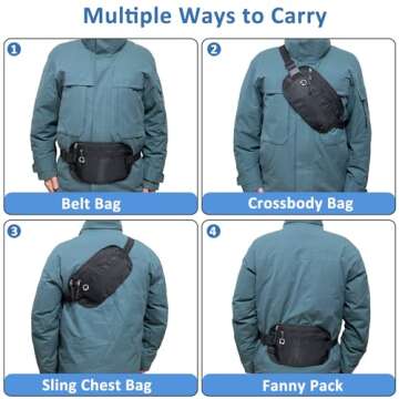 HOPSOOKEN Travel Money Belt: Waist Pack for Running and Cycling, RFID, Comfortable, Durable and Lightweight Hidden Travel Passport Wallets.(Black)