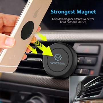 WixGear Universal Twist-lock Air vent Magnetic Car Mount Holder, for Cell Phones with Fast Swift-snap Technology