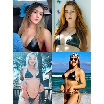 Metallic String Bikini for Women - Sexy Beach Glitter Swimsuits Bathing Suit Triangle Tops Side Tie ...