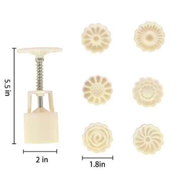 Cocaburra Mooncake Mold, 6pcs Moon Cake Mold Flower Mooncake Mold Set Mid Autumn Festival Hand Press...