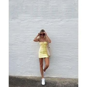 Women´s Sexy Summer Halter Neck Mini Dress Y2k Sleeveless Backless V Neck Bodycon Short Dresses Club Party Wear