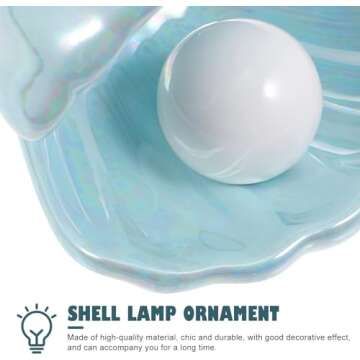 Mikily‘s Elegant Ocean-Inspired Shell Pearl LED Ceramic Night Light with Warm White Light Perfect Portable Nightlight for Bedrooms or Living Room Decorations and Special Occasions (Blue)