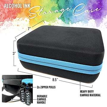 Alcohol Ink Storage Carrying Case, Paint Carry Case Organizer, Stores 30x 0.5-Ounce Bottles of Alcohol Inks, Stickles, Glossy Accents or Reinkers, Travel Case Hobby Paint Storage (Ink not Included)