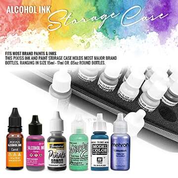 Alcohol Ink Storage Carrying Case, Paint Carry Case Organizer, Stores 30x 0.5-Ounce Bottles of Alcohol Inks, Stickles, Glossy Accents or Reinkers, Travel Case Hobby Paint Storage (Ink not Included)