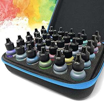 Alcohol Ink Storage Carrying Case, Paint Carry Case Organizer, Stores 30x 0.5-Ounce Bottles of Alcohol Inks, Stickles, Glossy Accents or Reinkers, Travel Case Hobby Paint Storage (Ink not Included)