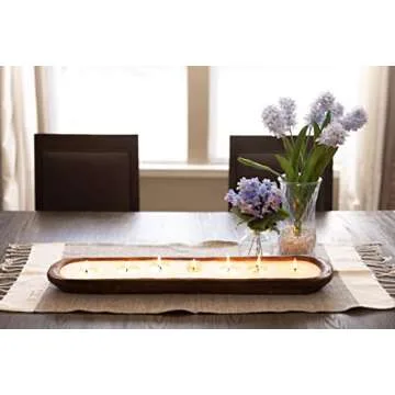 Red Barn Candle Company Wood Dough Bowl Candles | 100% Natural Soy Wax & Essential Oil Infused | Odor Eliminating + Pet Safe | Scented Candle Gifts for Men & Women (Sage & Citrus, 7-Wick)