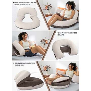 INSEN Reading Pillow, Back Pillow for Sitting in Bed for Reading, Nurse & Relax, Reading Pillow for ...