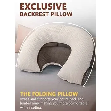 INSEN Reading Pillow, Back Pillow for Sitting in Bed for Reading, Nurse & Relax, Reading Pillow for Adults, Moms & Kids, Sit Up Pillow for Bed (Dot Velvet-Brown, Basic)