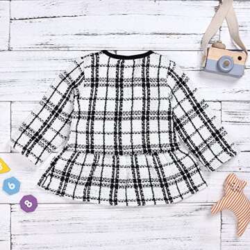 BTDECLAR Toddler Baby Girls Long Sleeve Plaid Cardigan Sweater Outwear Pullover Top Tutu Skirt Princess Party Dress Outfits