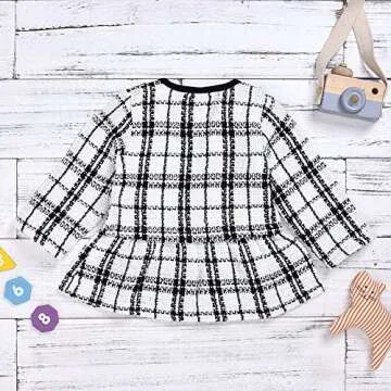 BTDECLAR Toddler Baby Girls Long Sleeve Plaid Cardigan Sweater Outwear Pullover Top Tutu Skirt Princess Party Dress Outfits