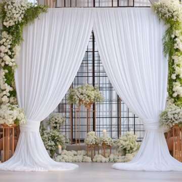 10ft x 7ft White Backdrop Curtain for Parties Wedding White Wrinkle Free Backdrop Drapes Panels for ...