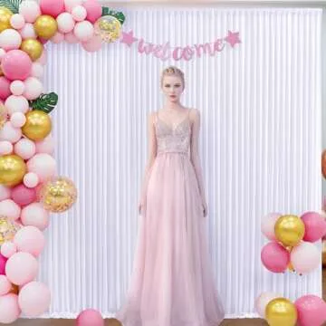 10ft x 7ft White Backdrop Curtain for Parties and Weddings