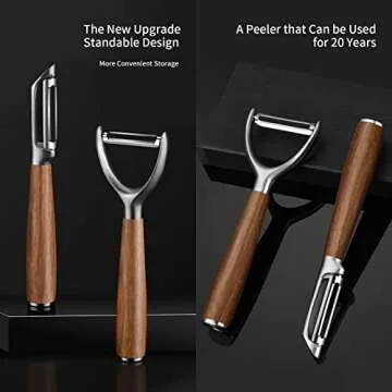 MAD SHARK Vegetable Peeler 304 Stainless Steel, Potato, Apple Peelers for Kitchen, Veggie, Fruit, Potatoes, Carrot, Peeler, Ultra Sharp and Good Durable, Premium Rosewood Handle (I-Shaped)