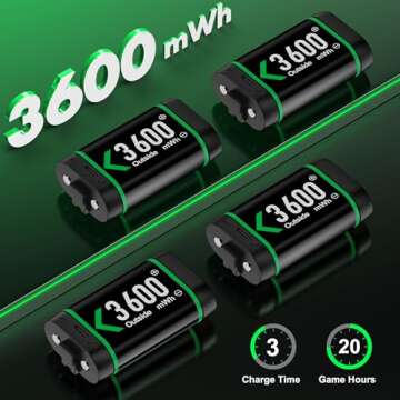 Charger for Xbox One Controller Battery Pack with 4x3600mWh USB Rechargeable Xbox One Battery Charge...