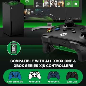 Charger for Xbox One Controller Battery Pack with 4x3600mWh USB Rechargeable Xbox One Battery Charger Station for Xbox Series X|S, Xbox One S/One X/Elite Controllers-Xbox One Accessories 1500mAh