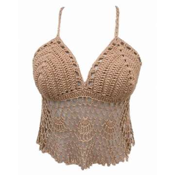 Chic Black Crochet Halter Top for Summer Events