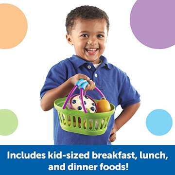 Learning Resources New Sprouts Healthy Foods Basket Bundle - 37 Pieces, Ages 18+ months Pretend Todd...