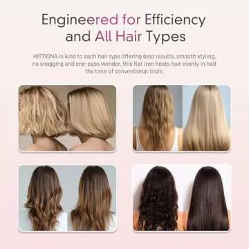 Ionic Flat Iron Hair Straightener - 1.3 Inch Ceramic Plate with Infrared for Anti-Frizz, Detachable Comb for Smooth Hair, LCD Temperature Control, Dual Voltage Travel Flat Iron for All Hair Types