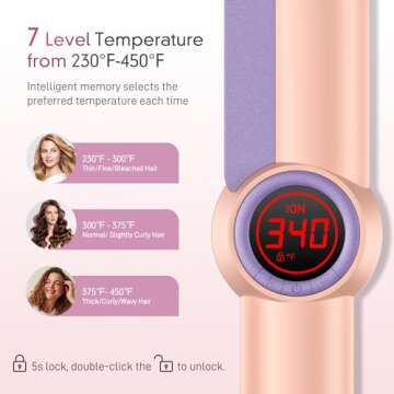 Ionic Flat Iron Hair Straightener - 1.3 Inch Ceramic Plate with Infrared for Anti-Frizz, Detachable Comb for Smooth Hair, LCD Temperature Control, Dual Voltage Travel Flat Iron for All Hair Types