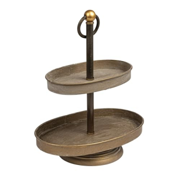 Charming 2-Tier Decorative Metal Tray - Rustic & Stylish