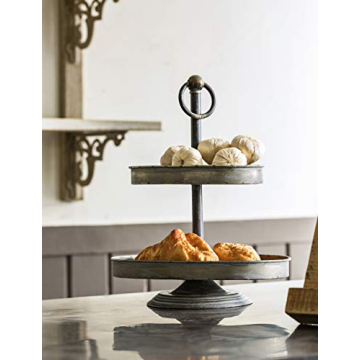 Charming 2-Tier Decorative Metal Tray - Rustic & Stylish