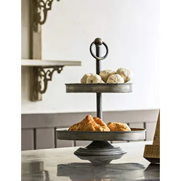 Charming 2-Tier Decorative Metal Tray - Rustic & Stylish