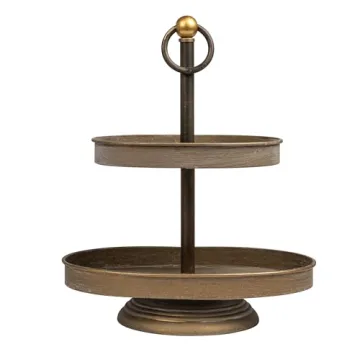 Charming 2-Tier Decorative Metal Tray - Rustic & Stylish