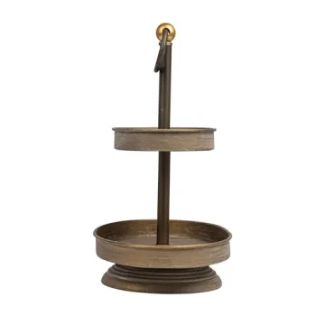 Charming 2-Tier Decorative Metal Tray - Rustic & Stylish