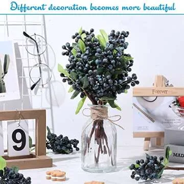 Yunsailing 30 Pcs Artificial Blueberry Stems for Decor
