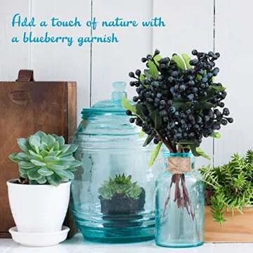 Yunsailing 30 Pcs Artificial Blueberry Stems for Decor