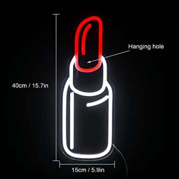 Lipstick Neon Signs Lip Rouge Led Sign Sexy Neon Light Room Accessories for Women, Bedroomm Wall Dec...