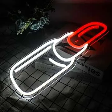Lipstick Neon Signs Lip Rouge Led Sign Sexy Neon Light Room Accessories for Women, Bedroomm Wall Decor, Girls, Kids Gifts(Red and White)