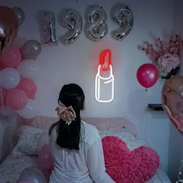 Lipstick Neon Signs Lip Rouge Led Sign Sexy Neon Light Room Accessories for Women, Bedroomm Wall Decor, Girls, Kids Gifts(Red and White)