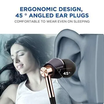 1MORE Triple Driver In-Ear Earphones Hi-Res Headphones with High Resolution, Bass Driven Sound, MEMS Mic, In-Line Remote, High Fidelity for Smartphones/PC/Tablet - Gold