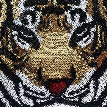 Locomo Large Sequin Tiger Head Patch for DIY Clothing