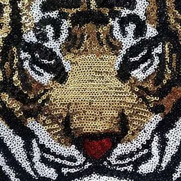 Locomo Large Sequin Tiger Head Patch for DIY Clothing
