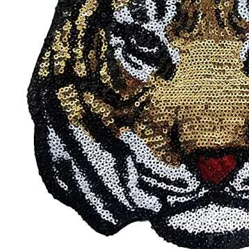 Locomo Large Sequin Tiger Head Patch for DIY Clothing